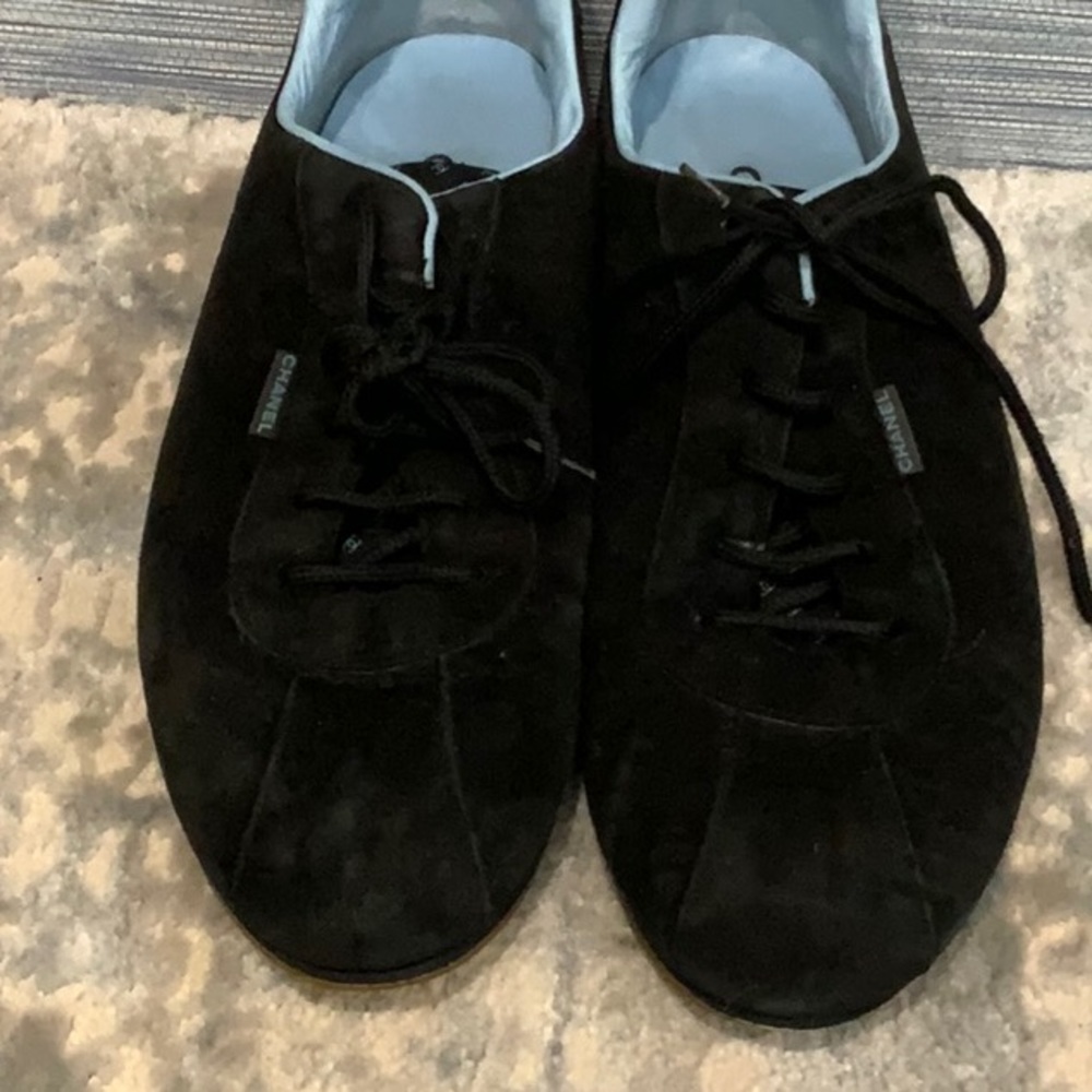 Chanel black suede sneakers size 10